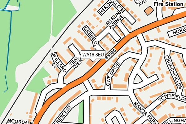 WA16 8EU map - OS OpenMap – Local (Ordnance Survey)