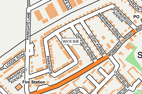 WA16 8HE map - OS OpenMap – Local (Ordnance Survey)
