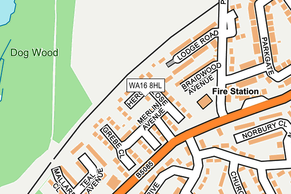 WA16 8HL map - OS OpenMap – Local (Ordnance Survey)