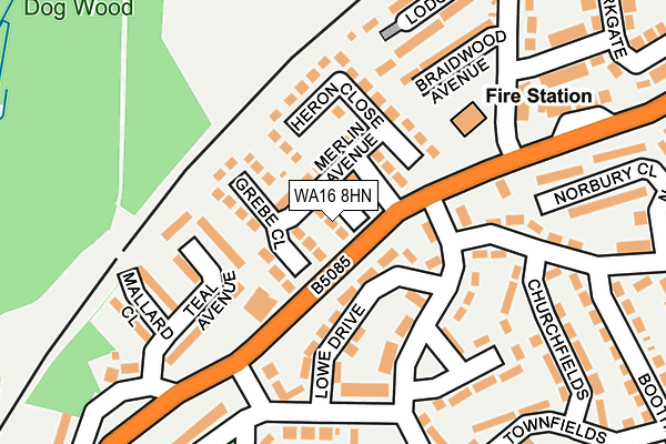 WA16 8HN map - OS OpenMap – Local (Ordnance Survey)