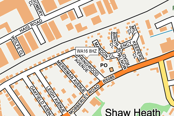 WA16 8HZ map - OS OpenMap – Local (Ordnance Survey)