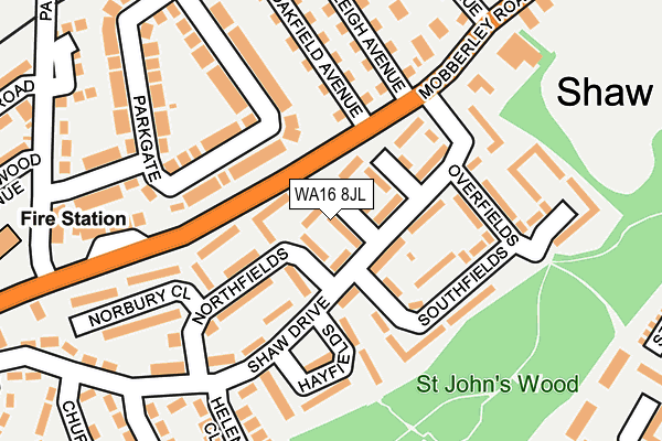 WA16 8JL map - OS OpenMap – Local (Ordnance Survey)