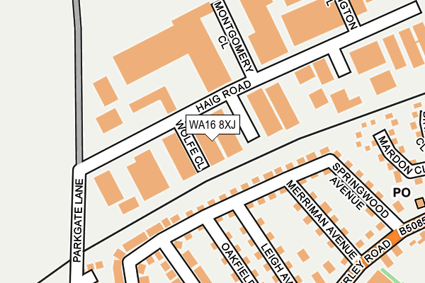 WA16 8XJ map - OS OpenMap – Local (Ordnance Survey)