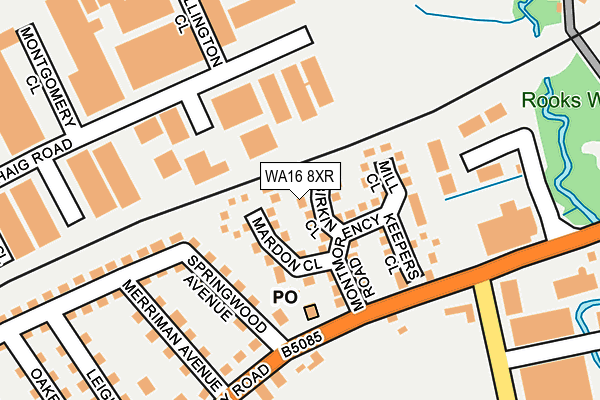 WA16 8XR map - OS OpenMap – Local (Ordnance Survey)