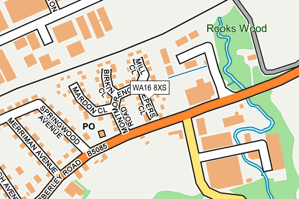 WA16 8XS map - OS OpenMap – Local (Ordnance Survey)