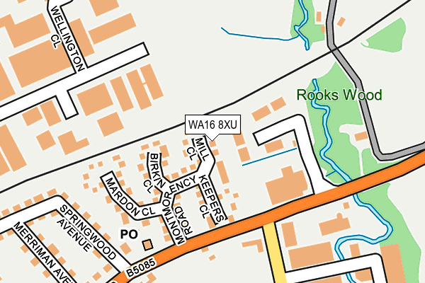WA16 8XU map - OS OpenMap – Local (Ordnance Survey)