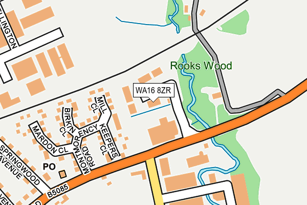 WA16 8ZR map - OS OpenMap – Local (Ordnance Survey)