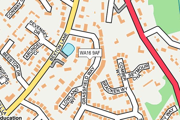 WA16 9AF map - OS OpenMap – Local (Ordnance Survey)