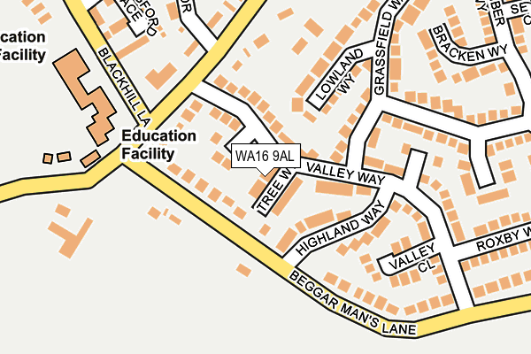 WA16 9AL map - OS OpenMap – Local (Ordnance Survey)