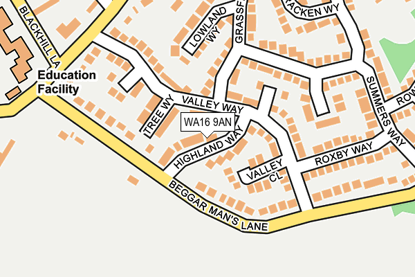 WA16 9AN map - OS OpenMap – Local (Ordnance Survey)
