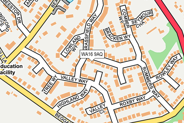 WA16 9AQ map - OS OpenMap – Local (Ordnance Survey)