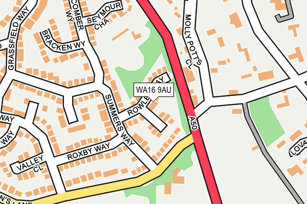 WA16 9AU map - OS OpenMap – Local (Ordnance Survey)
