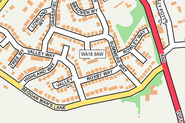 WA16 9AW map - OS OpenMap – Local (Ordnance Survey)