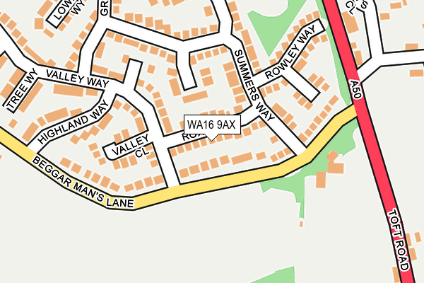 WA16 9AX map - OS OpenMap – Local (Ordnance Survey)