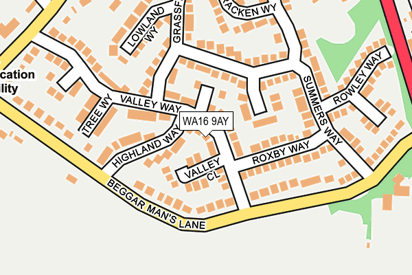 WA16 9AY map - OS OpenMap – Local (Ordnance Survey)