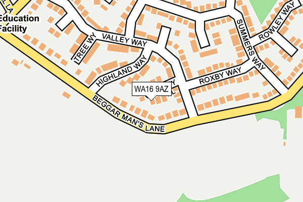 WA16 9AZ map - OS OpenMap – Local (Ordnance Survey)