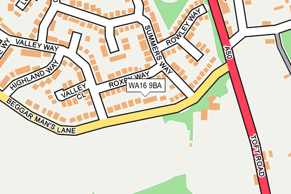 WA16 9BA map - OS OpenMap – Local (Ordnance Survey)