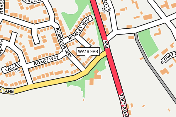 WA16 9BB map - OS OpenMap – Local (Ordnance Survey)