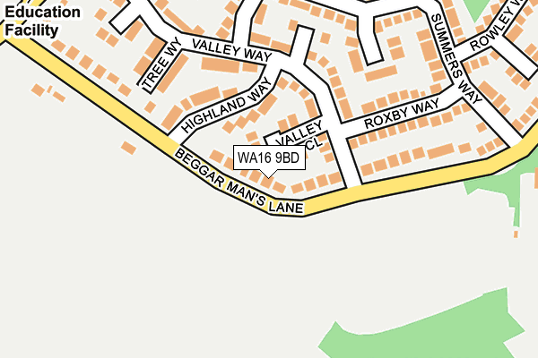 WA16 9BD map - OS OpenMap – Local (Ordnance Survey)