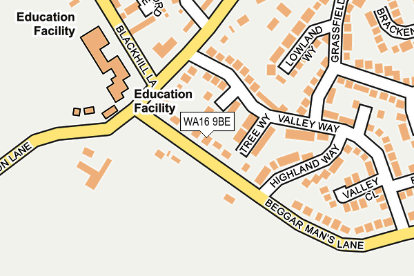 WA16 9BE map - OS OpenMap – Local (Ordnance Survey)