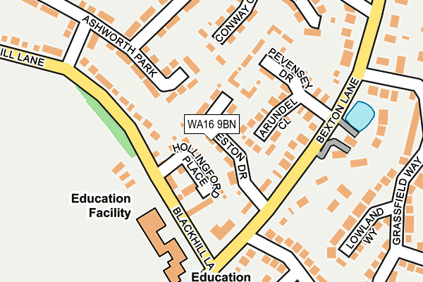 WA16 9BN map - OS OpenMap – Local (Ordnance Survey)