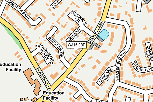WA16 9BP map - OS OpenMap – Local (Ordnance Survey)