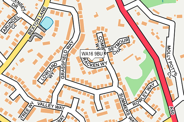 WA16 9BU map - OS OpenMap – Local (Ordnance Survey)