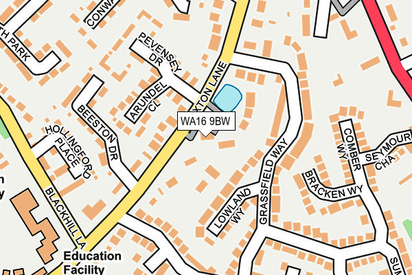 WA16 9BW map - OS OpenMap – Local (Ordnance Survey)