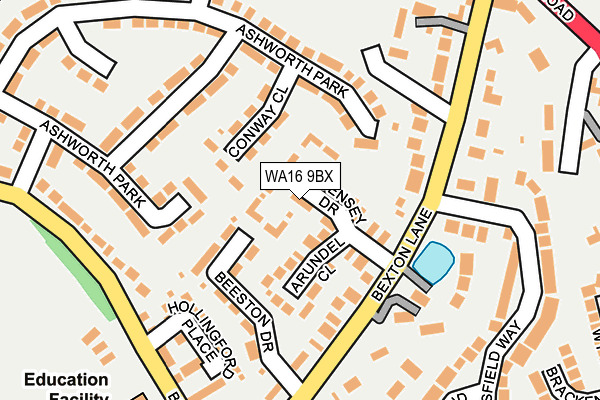 WA16 9BX map - OS OpenMap – Local (Ordnance Survey)
