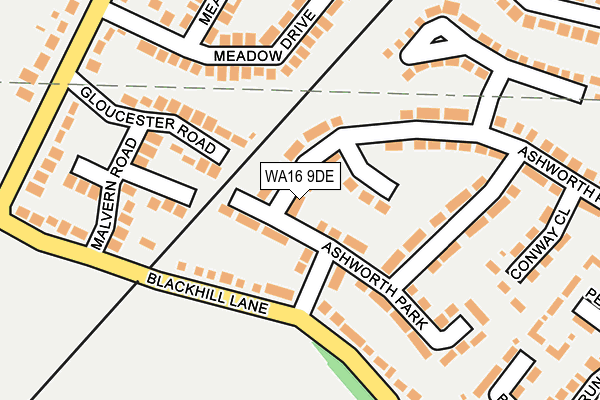 WA16 9DE map - OS OpenMap – Local (Ordnance Survey)