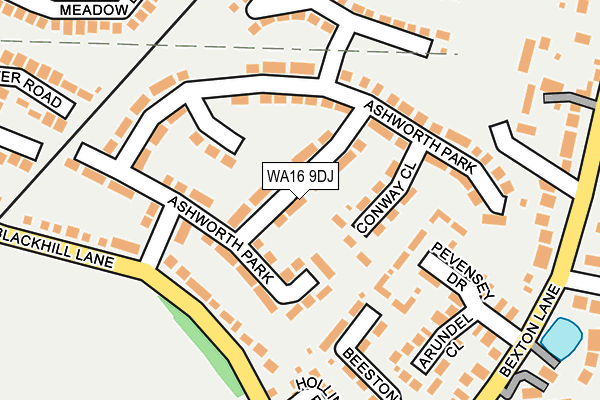 WA16 9DJ map - OS OpenMap – Local (Ordnance Survey)