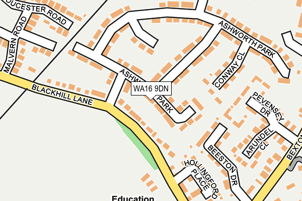 WA16 9DN map - OS OpenMap – Local (Ordnance Survey)