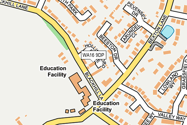 WA16 9DP map - OS OpenMap – Local (Ordnance Survey)