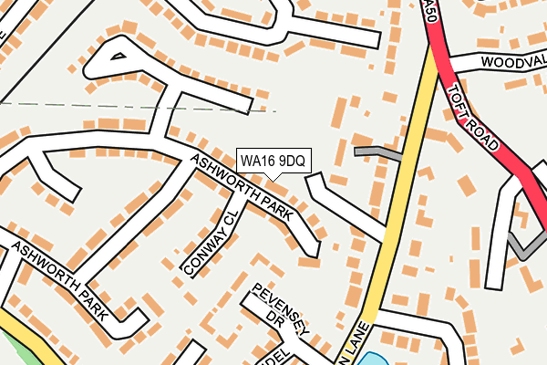 WA16 9DQ map - OS OpenMap – Local (Ordnance Survey)
