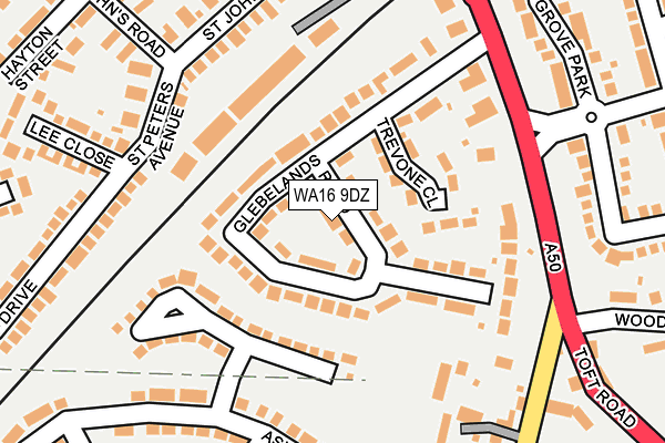 WA16 9DZ map - OS OpenMap – Local (Ordnance Survey)