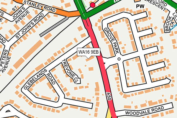WA16 9EB map - OS OpenMap – Local (Ordnance Survey)