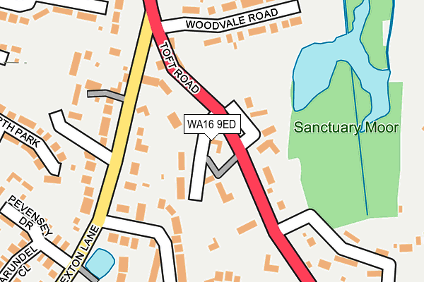 WA16 9ED map - OS OpenMap – Local (Ordnance Survey)