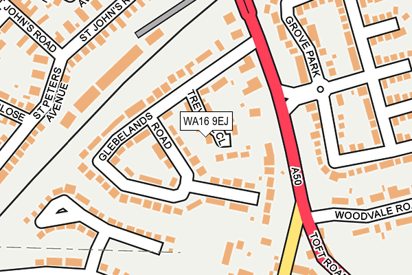 WA16 9EJ map - OS OpenMap – Local (Ordnance Survey)