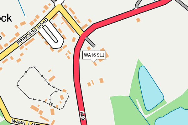 WA16 9LJ map - OS OpenMap – Local (Ordnance Survey)