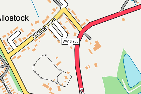 WA16 9LL map - OS OpenMap – Local (Ordnance Survey)