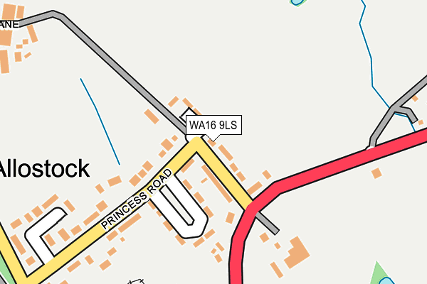 WA16 9LS map - OS OpenMap – Local (Ordnance Survey)