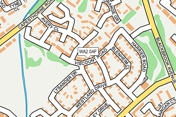 WA2 0AF map - OS OpenMap – Local (Ordnance Survey)