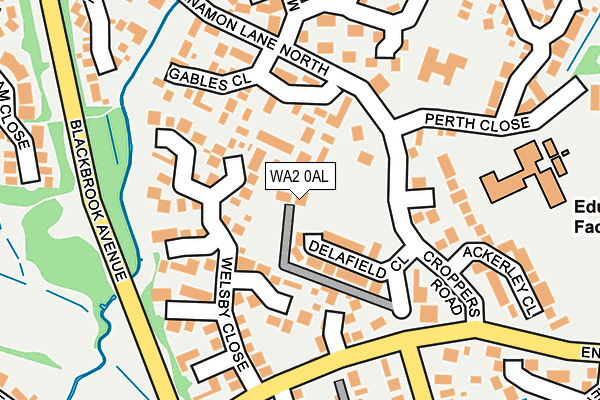 WA2 0AL map - OS OpenMap – Local (Ordnance Survey)