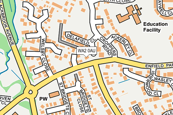 WA2 0AU map - OS OpenMap – Local (Ordnance Survey)
