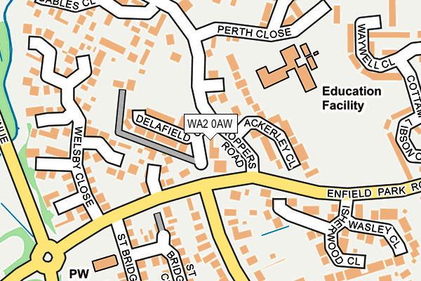 WA2 0AW map - OS OpenMap – Local (Ordnance Survey)