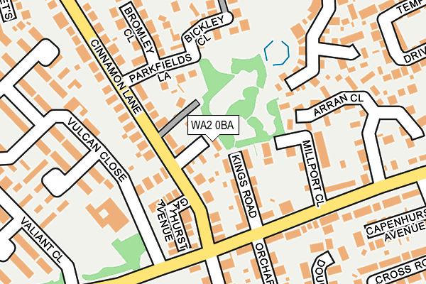 WA2 0BA map - OS OpenMap – Local (Ordnance Survey)