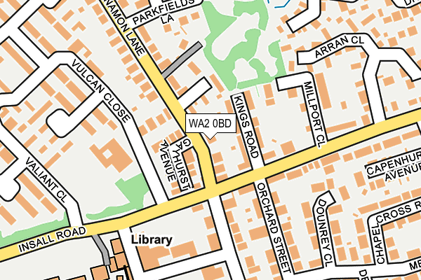 WA2 0BD map - OS OpenMap – Local (Ordnance Survey)