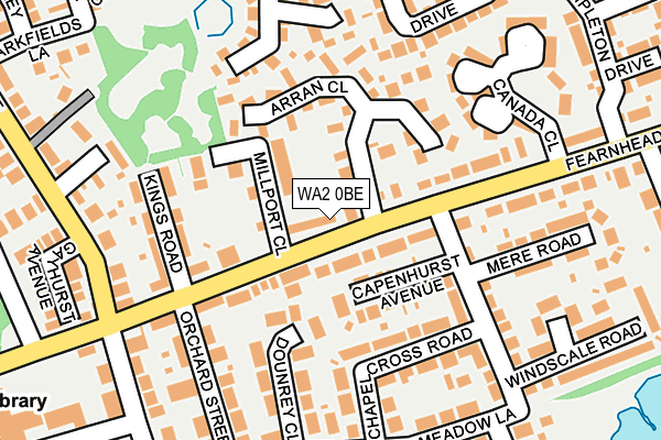 WA2 0BE map - OS OpenMap – Local (Ordnance Survey)