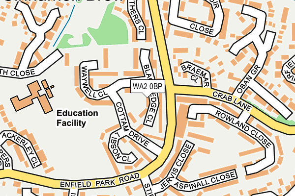 WA2 0BP map - OS OpenMap – Local (Ordnance Survey)
