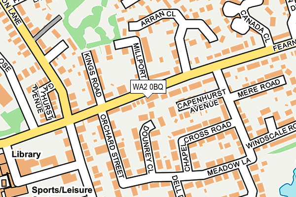 WA2 0BQ map - OS OpenMap – Local (Ordnance Survey)
